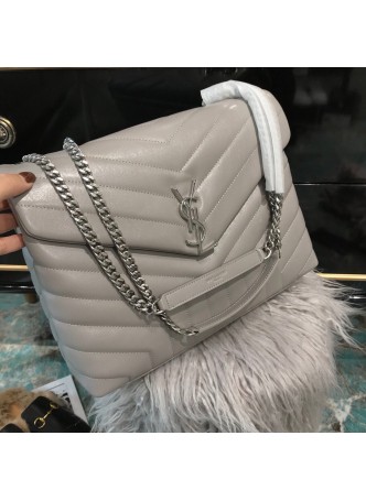  YSL LOULOU Y BAG MEDIUM SILVER GRAY